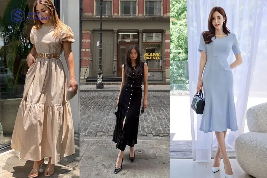 Đầm dài là trang phục phù hợp khi đi họp phụ huynh