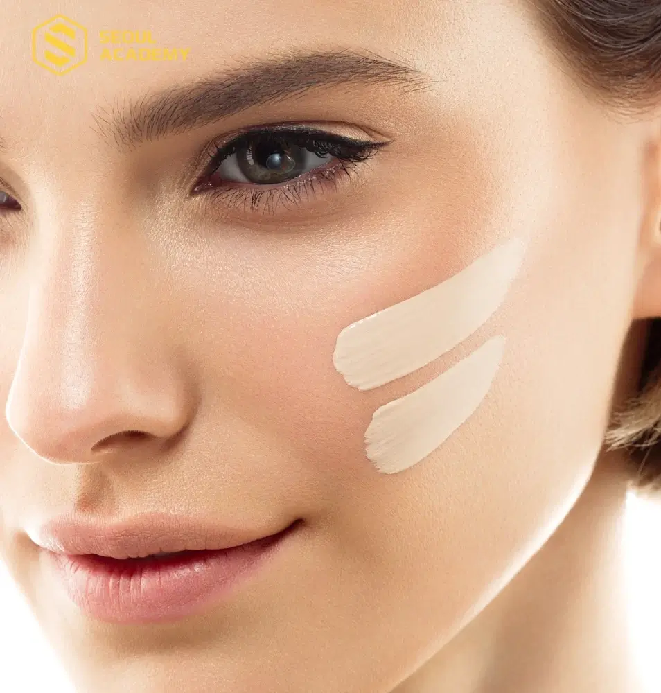Chọn kem nền lì có tone màu ngang bằng hoặc tối hơn da thật khoảng nửa tông khi makeup tone Thái