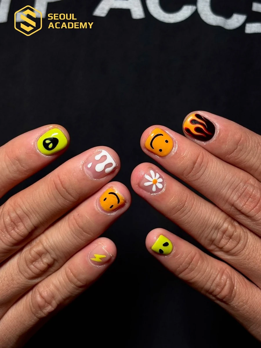 Phá vỡ mọi rào cản giới tính với mẫu nail nhiều màu sắc rực rỡ, thời thượng và táo bạo