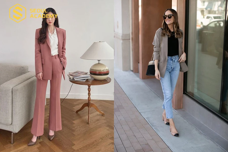 Phối hợp với blazer là lựa chọn phù hợp