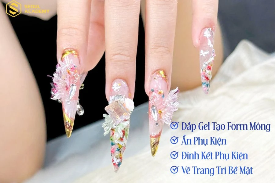 Thành phẩm mẫu nail thiết kế của học viên tại Seoul Academy