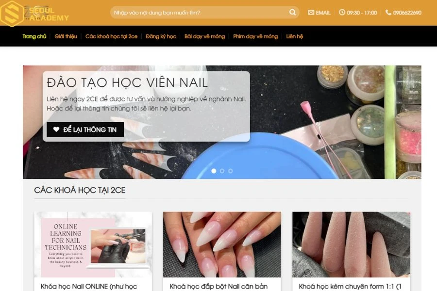 Đăng ký học nail qua website của 2CE Nail Beauty