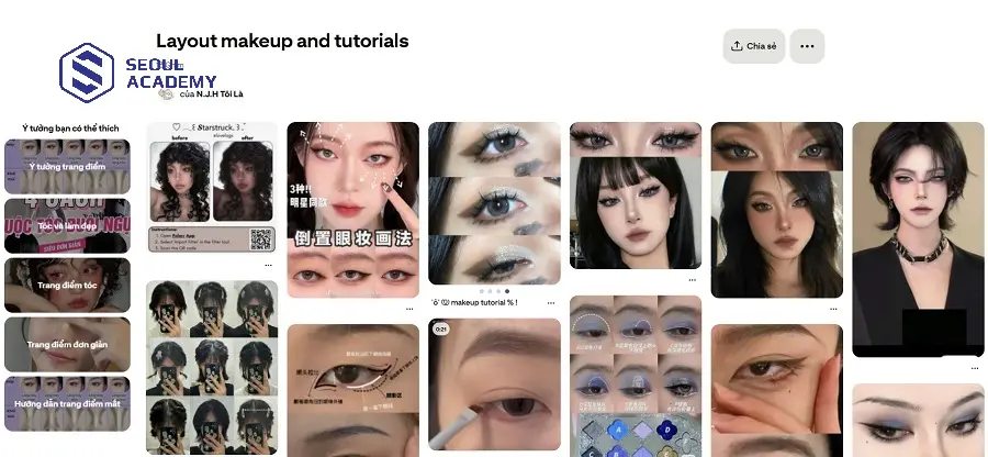 Pinterest là kho tàng ảnh, video hướng dẫn trang điểm đa dạng các phong cách khác nhau