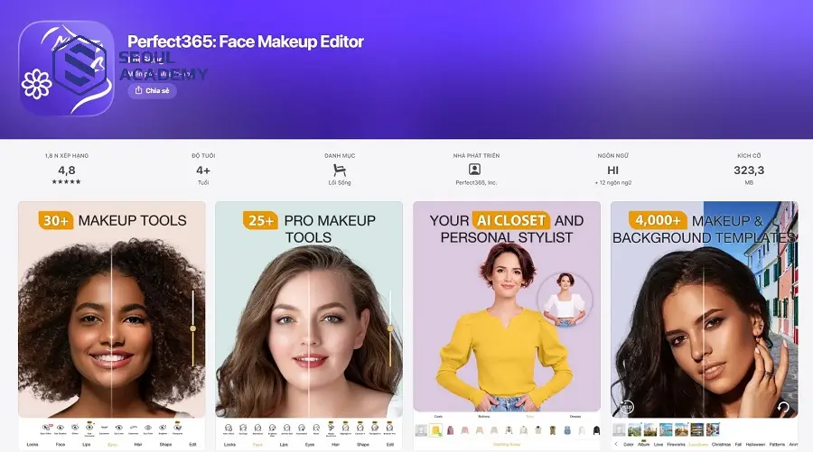 Perfect365 là ứng dụng học trang điểm được nhiều tín đồ yêu thích
