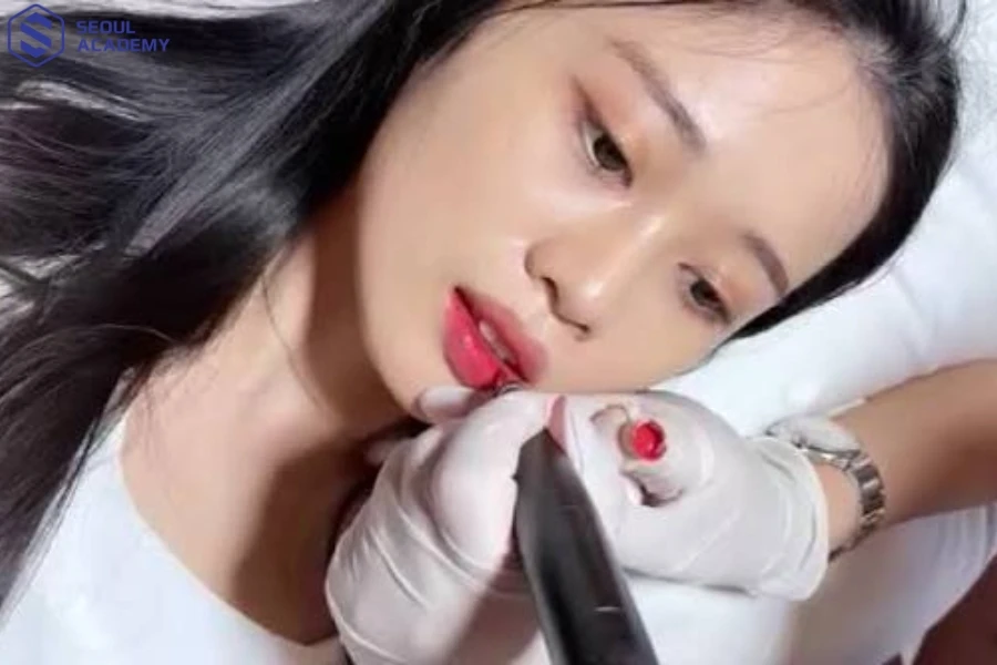 Mực xăm tại Hoang Anh khi lên môi khách hàng