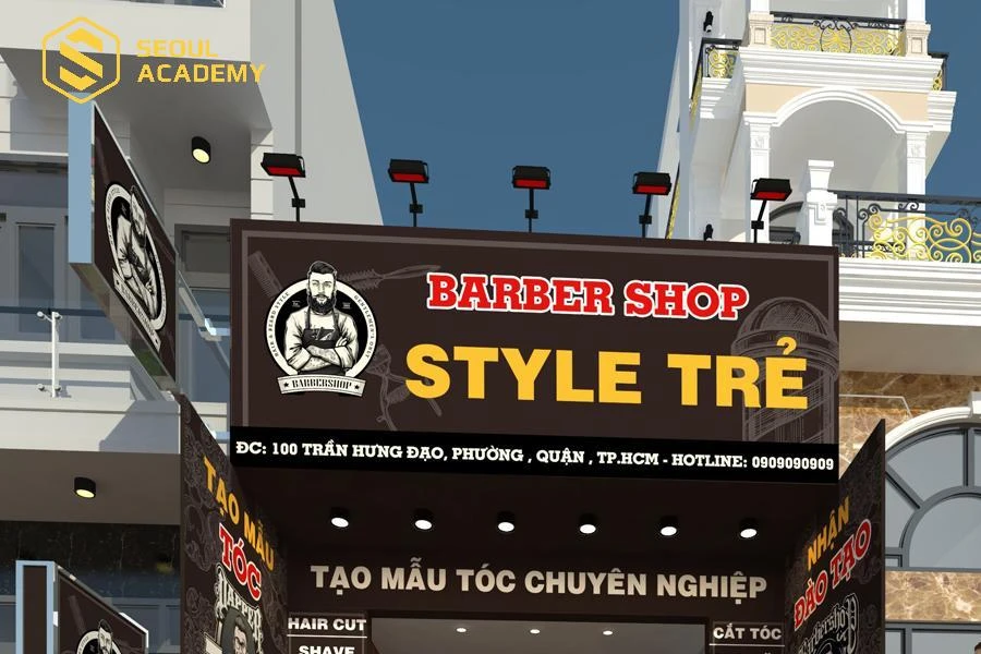 Bảng hiệu là thứ không thể thiếu khi mở tiệm làm tóc nhỏ