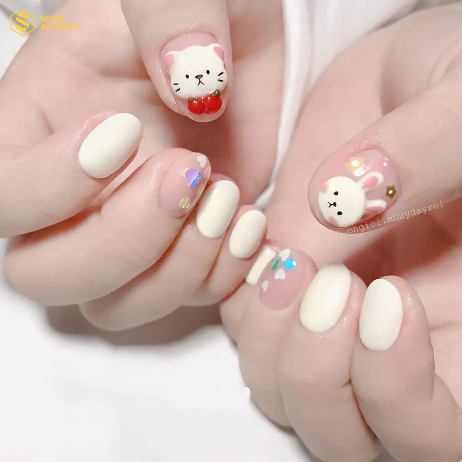 Mẫu nail mèo đắp bột
