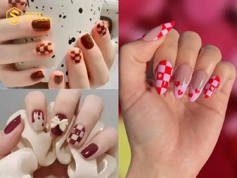 Caro nhiều màu kết hợp giúp bộ móng sống động, nổi bật hơn