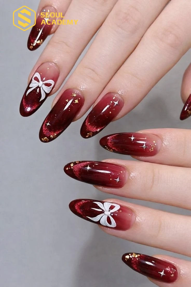 Mẫu nail cô dâu màu đỏ trong trẻo giúp móng chắc khỏe hơn