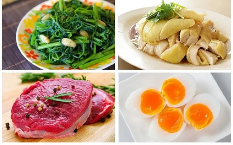 Thịt bò, thịt gà, trứng, rau muống hay đồ nếp cần kiêng cử nếu có chỉ định