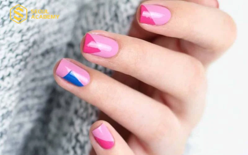 Color blocking với kỹ thuật tạo các khối màu trên móng tay