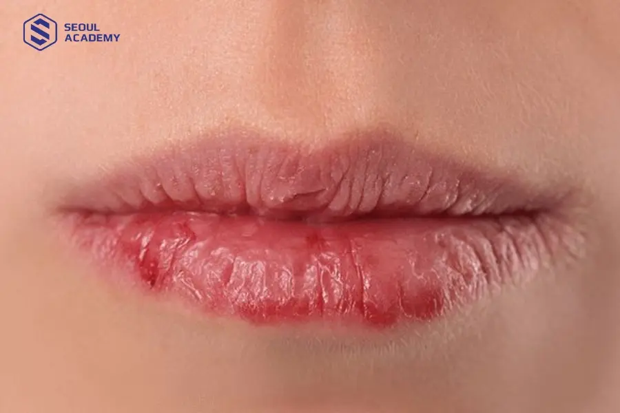 Cử động nhiều khiến da môi có thể bị nứt và chảy máu