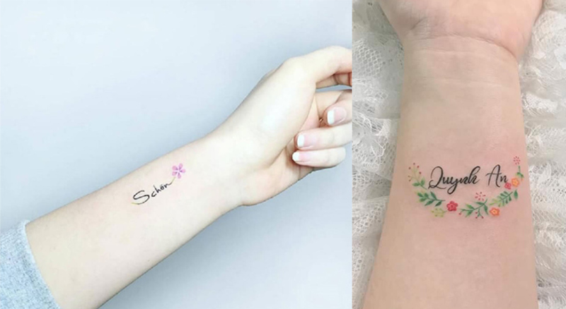Hình xăm chữ và hoa là sự kết hợp hài hòa giữa nghệ thuật ngôn từ và vẻ đẹp của tự nhiên