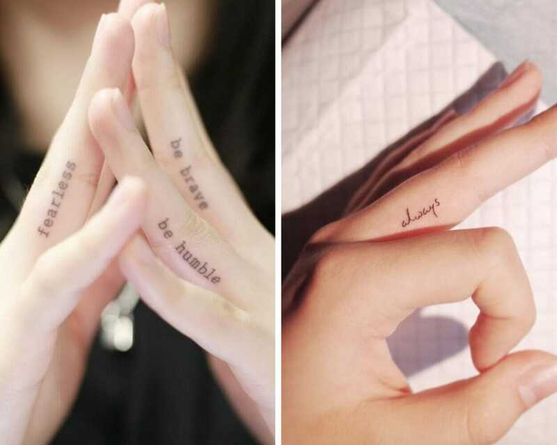 Hình xăm chữ nhỏ trên ngón tay có thể tạo điểm nhấn tinh tế và thu hút cho bàn tay của bạn