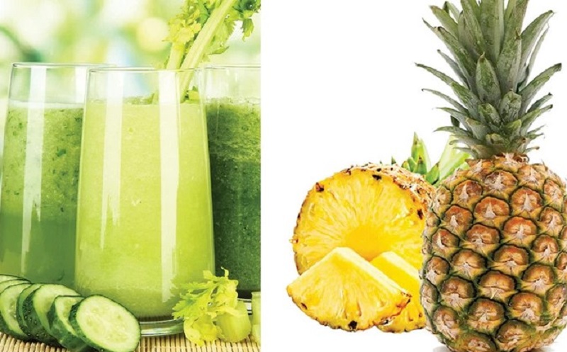 Dứa, dưa leo kết hợp với cần tây giúp loại bỏ bớt mỡ thừa