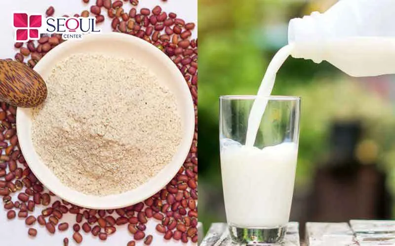 Bột đậu đỏ và sữa tươi rất thích hợp sử dụng làm hỗn hợp làm trắng da 