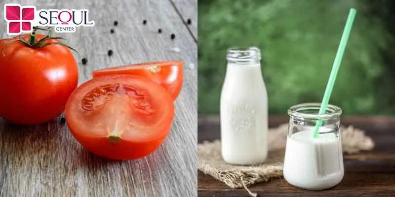 Cà chua và sữa tươi chứa những thành phần như VitaminC, Vitamin E hỗ trợ làm trắng da hiệu quả