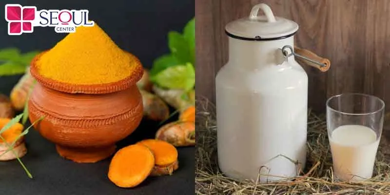 Bộ đội bột nghệ và sữa tươi sẽ tạo thành hỗn hợp làm trắng sáng da bất ngờ