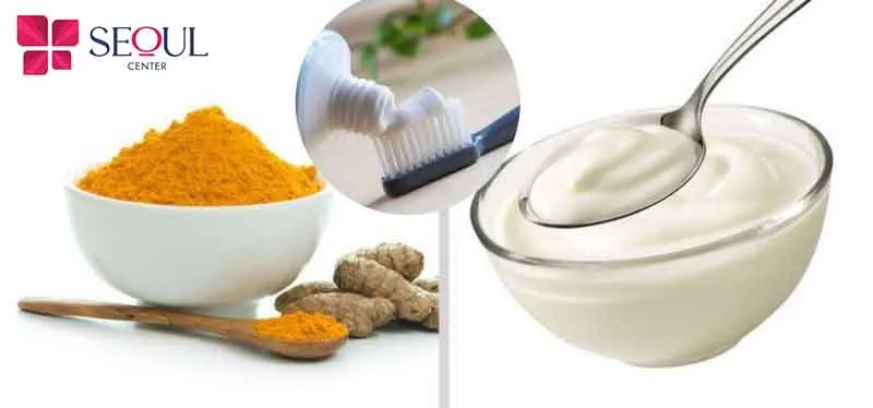 Kết hợp cả 3 nguyên liệu là kem đánh răng, bột nghệ, và sữa chua không đường tạo nên hỗn hợp tẩy lông 