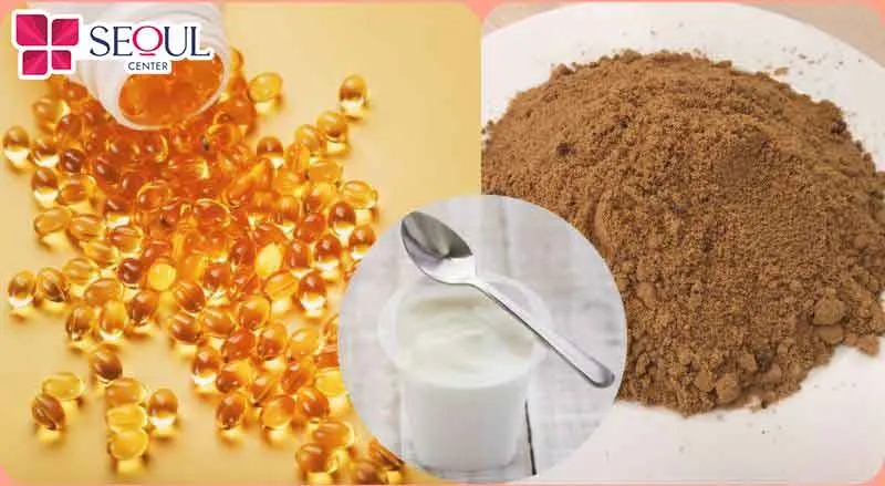 Trộn hỗn hợp viên nang vitamin C cùng đường nâu để làm trắng da 