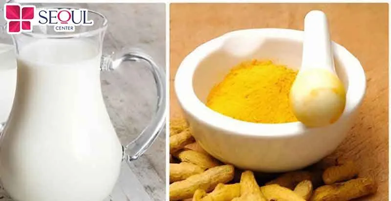 Kết hợp bột nghệ cùng sữa tươi không đường để làm trắng da 