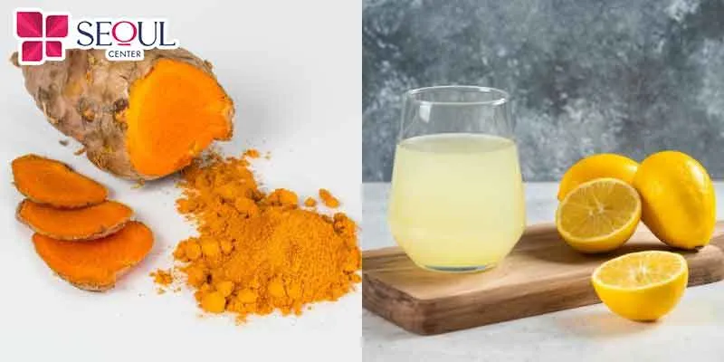 Kết hợp bột nghệ và chanh sẽ tạo thành hỗn hợp làm sáng da vùng cổ hiệu quả