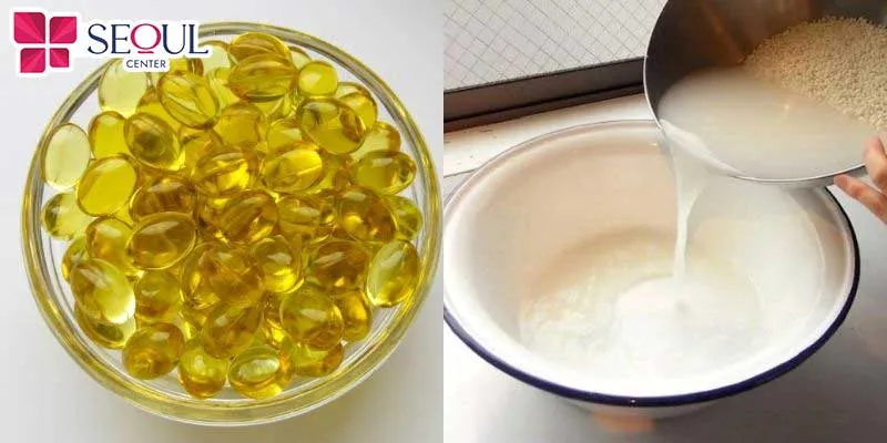 Vitamin E và nước vo gạo đều chứa nhiều thành phần dinh dưỡng nuôi dưỡng da sáng, giảm thâm và chống lão hóa