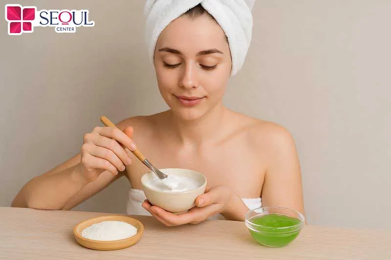 Khi sử dụng nha đam tươi bạn nên gọt vỏ hoặc dùng gel nha đam để trộn cùng bột ngọc trai 