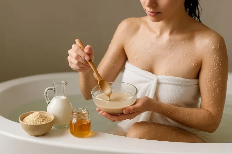 Sữa dê sẽ hỗ trợ làn da hạn chế bong tróc, vừa dưỡng sáng, vừa giữ ẩm hiệu quả