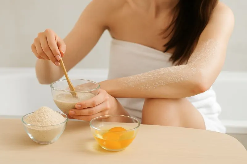 Sử dụng lòng trắng trứng để tắm trắng giúp da luôn được mềm mịn, trắng sáng 