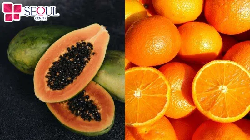 Bộ đôi cam và đu đủ có thể giúp da bật tông sau một thời gian sử dụng