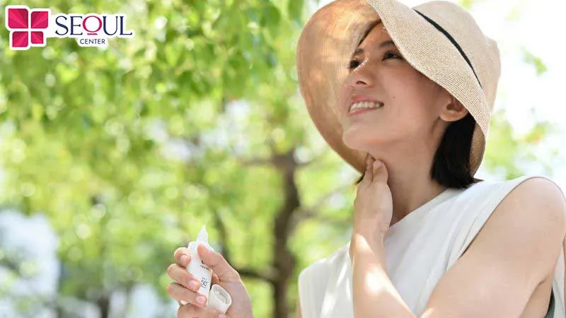 Bôi kem chống nắng trước khi ra ngoài và dặm lại kem sau 2-3 giờ để da được bảo vệ toàn diện