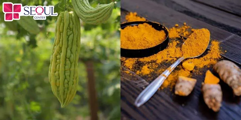 Tắm trắng bằng khổ qua và nghệ sẽ giúp da trắng sáng, mờ thâm xỉn màu