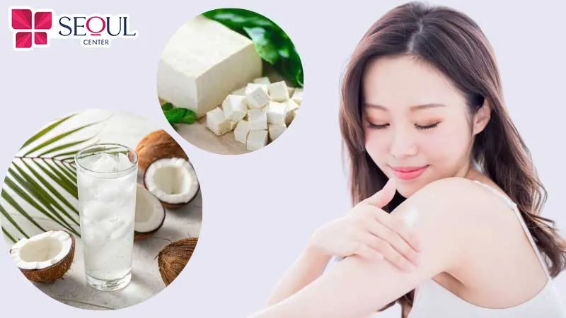 Sự kết hợp độc đáo giữa nước dừa và đậu phụ giúp dưỡng ẩm và làm mềm da