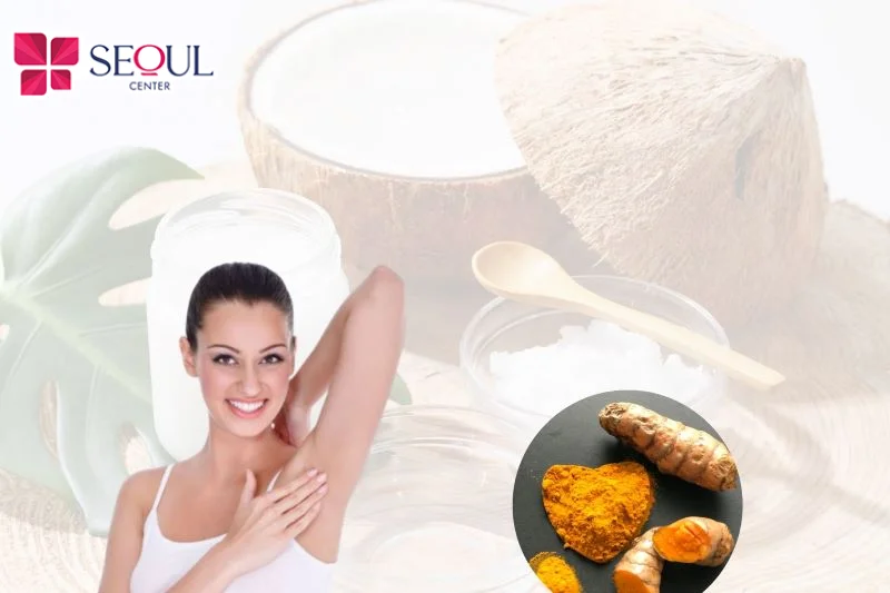 Kết hợp bột nghệ cùng dầu dừa để vừa triệt lông nách an toàn, vừa hạn chế sự phát triển của lông nách