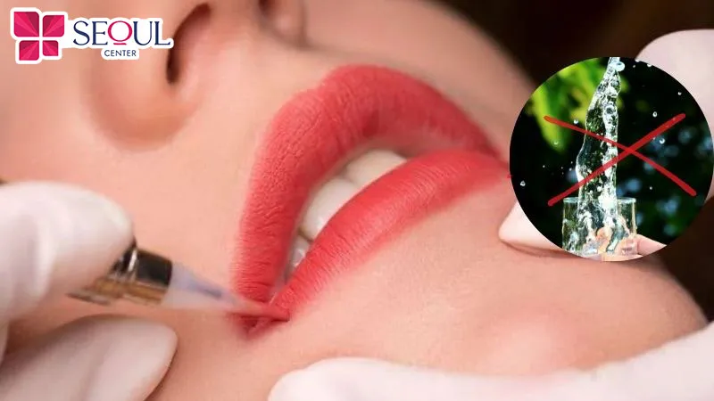Môi sau khi phun cần phải kiêng nước để bảo vệ môi, ngăn ngừa sẹo, lên màu đẹp
