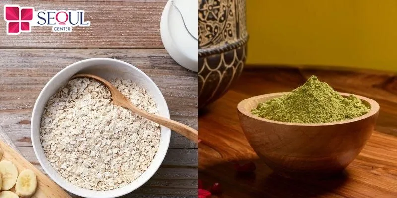 Bột yến mạch và bột trà xanh đều chứa những thành phần dưỡng chất giúp làm trắng sáng da