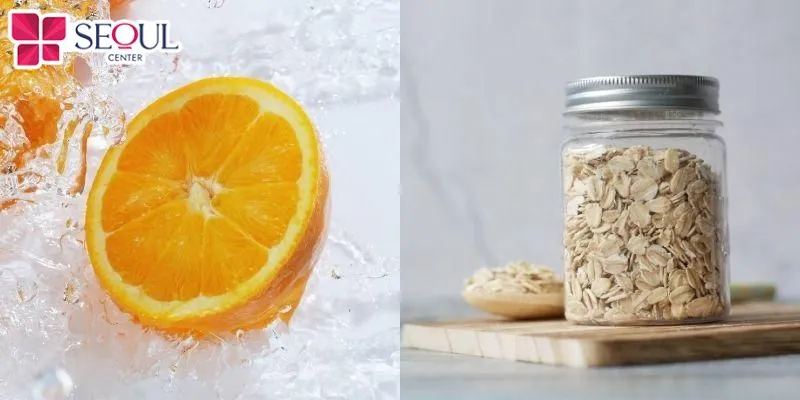 Cam tươi và bột yến mạch là hai nguyên liệu giàu dưỡng chất có thể giúp da giảm thâm sạm, xỉn màu