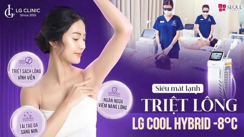 Triệt lông siêu mát bằng công nghệ LG Cool, mang lại làn da mịn màng hạn chế đau rát