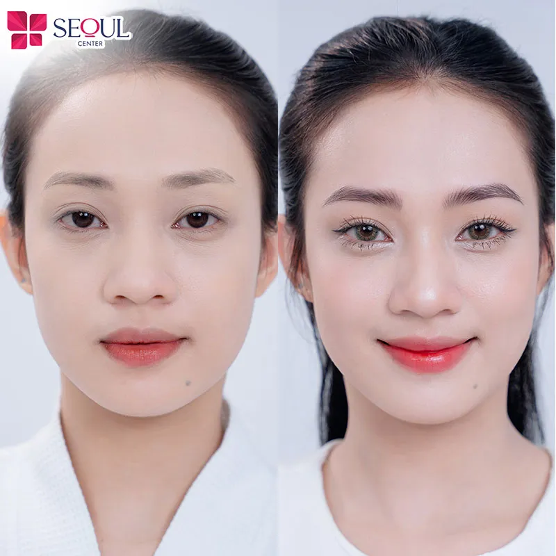 Phun mày nâu cafe kỹ thuật điêu khắc kết hợp tán bột mang lại dáng mày đẹp, diện mạo trẻ trung hơn cho khách hàng