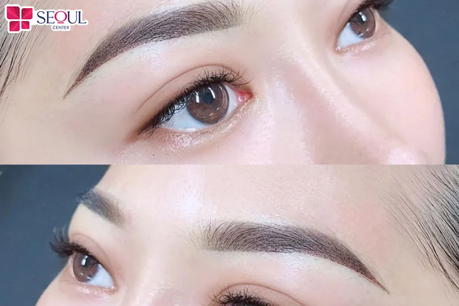 Phun mày tán bột màu nâu cafe giúp lông mày có độ mịn màng, nhẹ nhàng, rõ nét