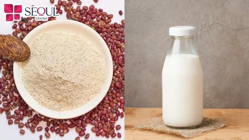 Bột đậu đỏ và sữa tươi là những nguyên liệu tắm trắng rất tốt cho da phụ nữ sau sinh