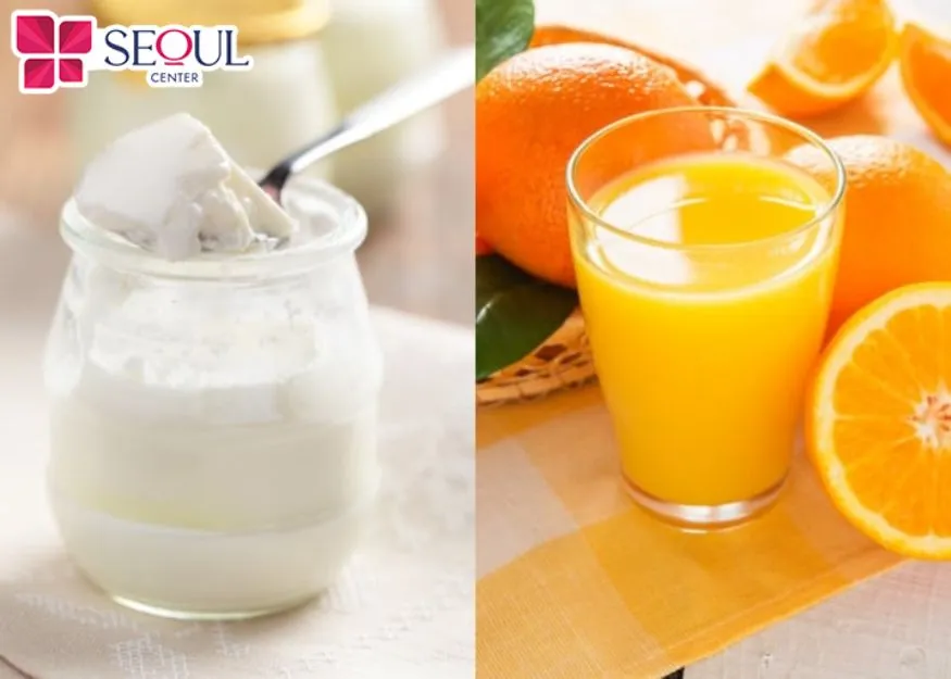 Kết hợp sữa chua không đường cùng nước cốt cam sẽ giúp dưỡng trắng da