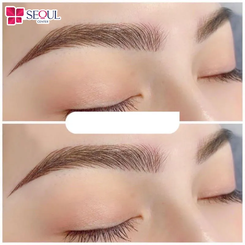 Kỹ thuật viên sẽ thực hiện các sợi mày xen lẫn với lông mày thật mọc tự nhiên, nên giúp dáng mày trông mềm mại, hài hòa với gương mặt