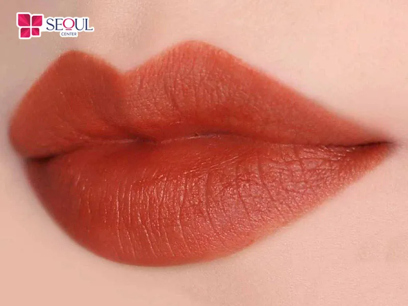 Màu đỏ đất là gợi ý cho chị em 35 tuổi nên phun môi màu gì