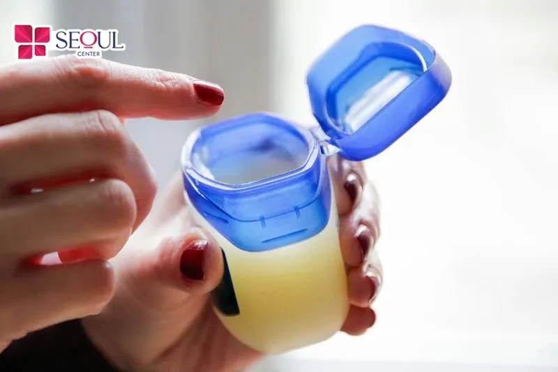 Thoa một lớp mỏng vaseline là tips để gội đầu không làm ướt lông mày