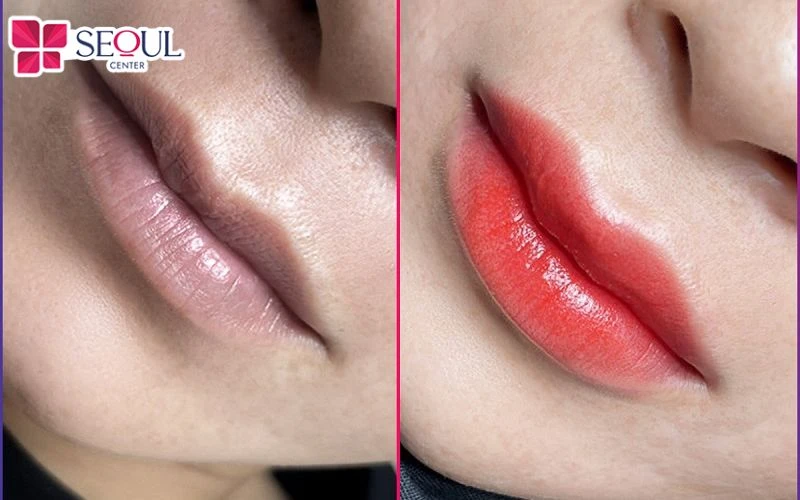 Phun môi collagen tại Seoul Center cam kết màu môi lên chuẩn màu, phun môi không đau, không sưng