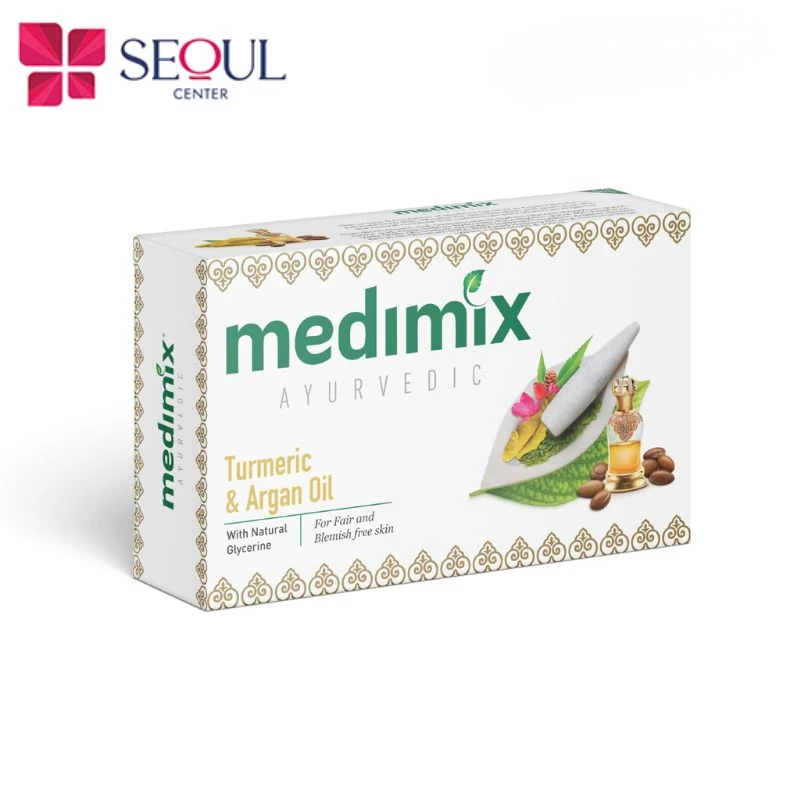 Xà phòng Medimix Nghệ và Dầu Argen giàu hoạt chất curcumin giúp làm sáng và đều màu da nên vô cùng lành tính, dịu nhẹ