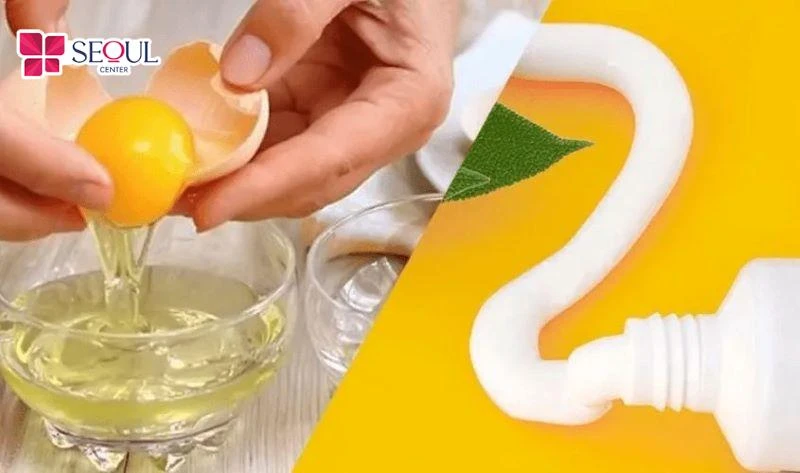 Lòng trắng trứng gà và kem đánh răng có chứa nhiều thành phần giúp da mặt đều màu, sáng khỏe, mịn màng