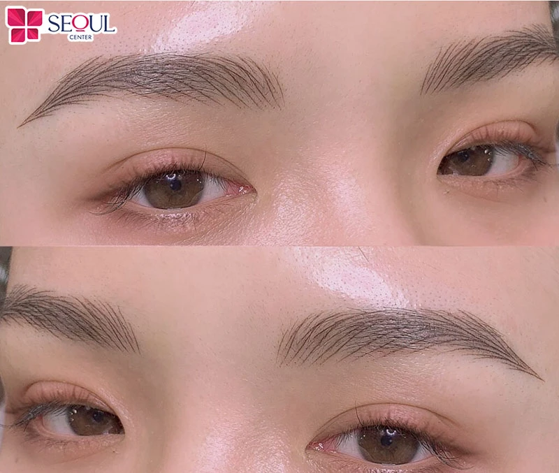 Chân mày phẩy sợi mô phỏng từng sợi mày siêu mảnh xen lẫn sợi mày thật tạo dáng mày cực đẹp tự nhiên như thật